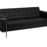 Black leather sofa rental