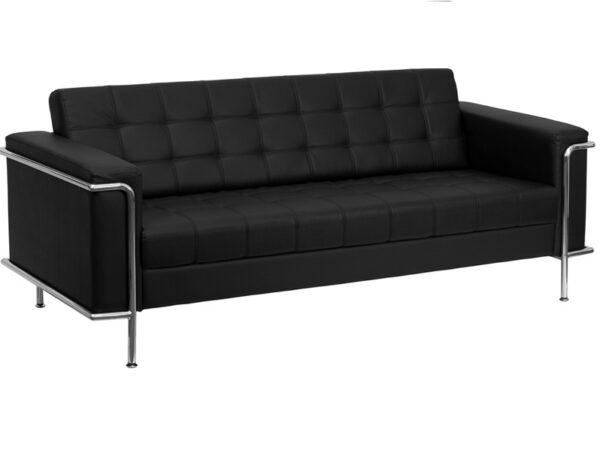 Black leather sofa rental