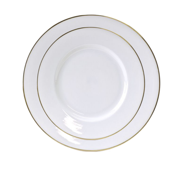 China White with Gold Rim 10.75 Inch