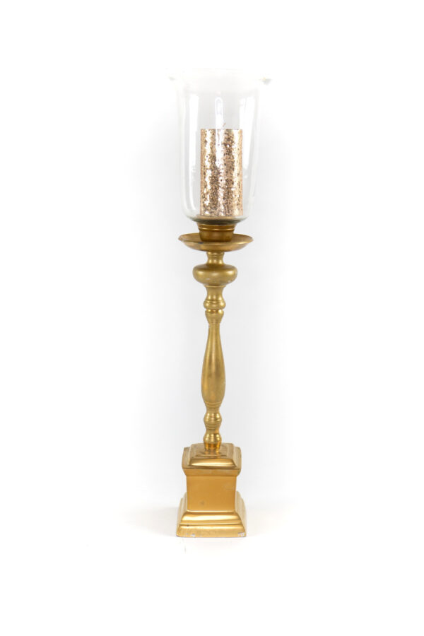 33″ Gold Wood Candle Stick
